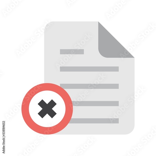 Close document icon. File with cancel symbol. Delete, remove doc page sign illustration for perfect mobile and web designs.