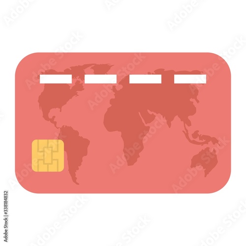 Credit card icon in flat style. Bank card icon. Finance, payment, money concept. Atm card, ecommerce sign. Online payment symbol for perfect web and mobile app designs.