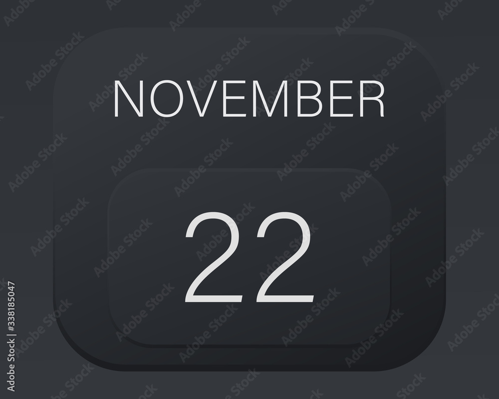 Design calendar 2021 year in trendy black style.Vector illustration symbol of a calendar.Stylish black gradient.Daily sign of the calendar for web site design,logo,app,UI/UX.Fall autumn November Design calendar 2021 year in trendy black style.Vector illustration symbol of a calendar.Stylish black gradient.Daily sign of the calendar for web site design,logo,app,UI/UX.Fall autumn November