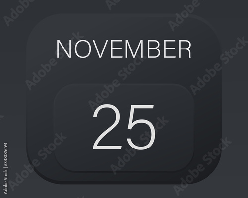 Design calendar 2021 year in trendy black style.Vector illustration symbol of a calendar.Stylish black gradient.Daily sign of the calendar for web site design,logo,app,UI/UX.Fall autumn November