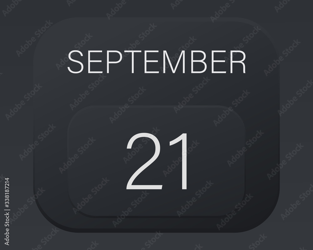 Design calendar 2021 year in trendy black style.Vector illustration symbol of a calendar.Stylish black gradient.Daily sign of the calendar for web site design,logo,app,UI/UX.Fall autumn September Design calendar 2021 year in trendy black style.Vector illustration symbol of a calendar.Stylish black gradient.Daily sign of the calendar for web site design,logo,app,UI/UX.Fall autumn September