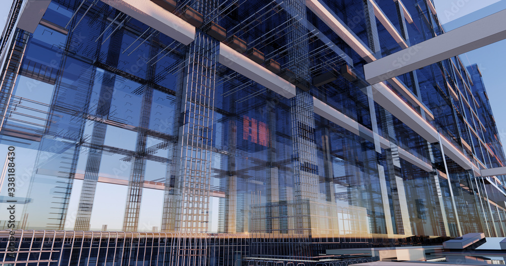 3D BIM model of reinforcement framework of the building 3D BIM model of reinforcement framework of the building