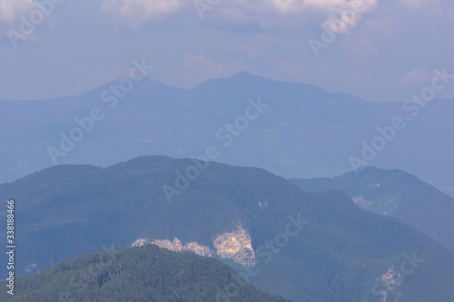 Panorama fron The Red Wall Peak at Rhodopes, Bulgaria photo