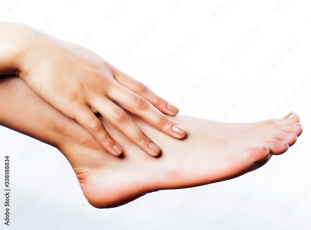 manicure pedicure with flower lily closeup isolated on white perfect shape hands spa salon manicure pedicure with flower lily closeup isolated on white perfect shape hands spa salon
