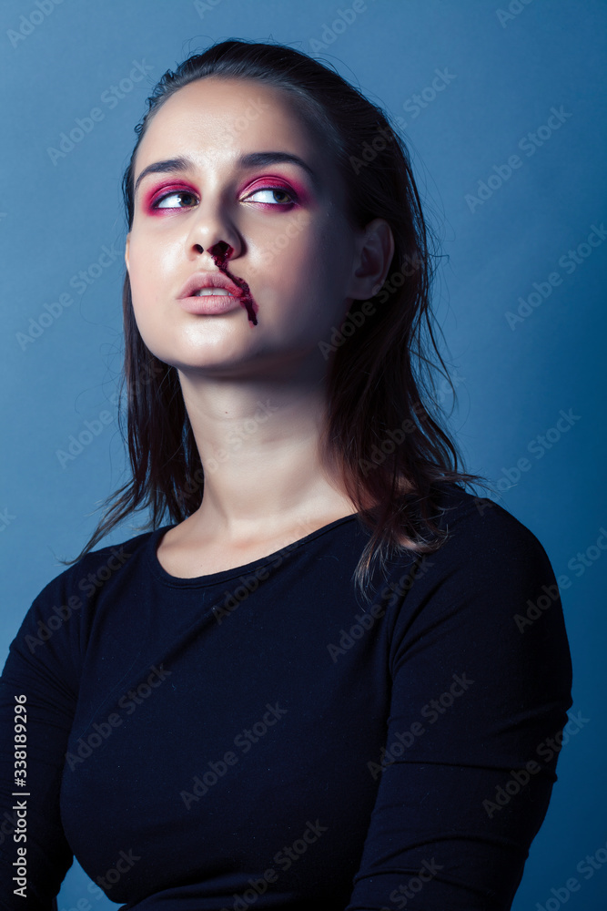 problem depressioned teenager with bleeding nose, real junky close up mainstream angry concept, lifestyle people problem depressioned teenager with bleeding nose, real junky close up mainstream angry concept, lifestyle people