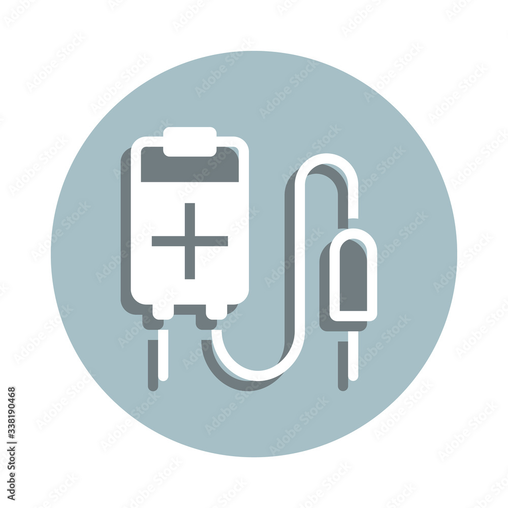 Blood bag badge icon. Simple glyph, flat vector of blood donation icons for ui and ux, website or mobile application Blood bag badge icon. Simple glyph, flat vector of blood donation icons for ui and ux, website or mobile application