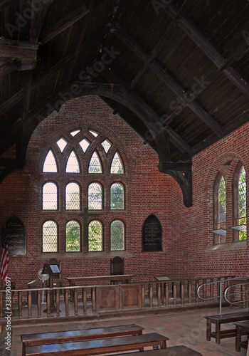 Interior of the Church at James Fort. The Church is among the earliest to be built in the US. 
