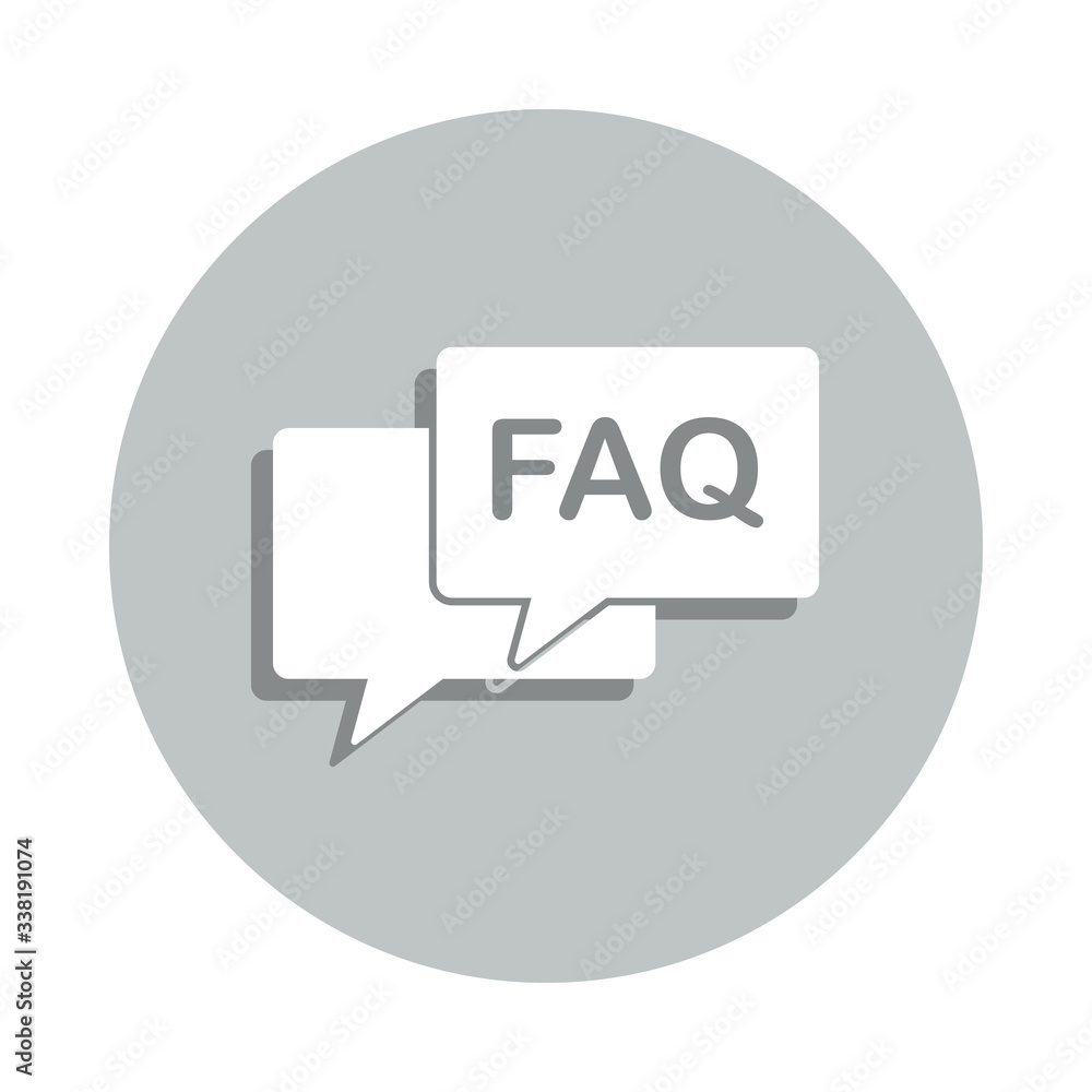 FAQ conversation badge icon. Simple glyph, flat vector of web icons for ui and ux, website or mobile application FAQ conversation badge icon. Simple glyph, flat vector of web icons for ui and ux, website or mobile application