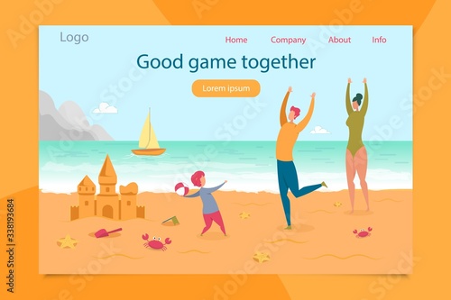 Good Game Together for Family on Beach Webpage