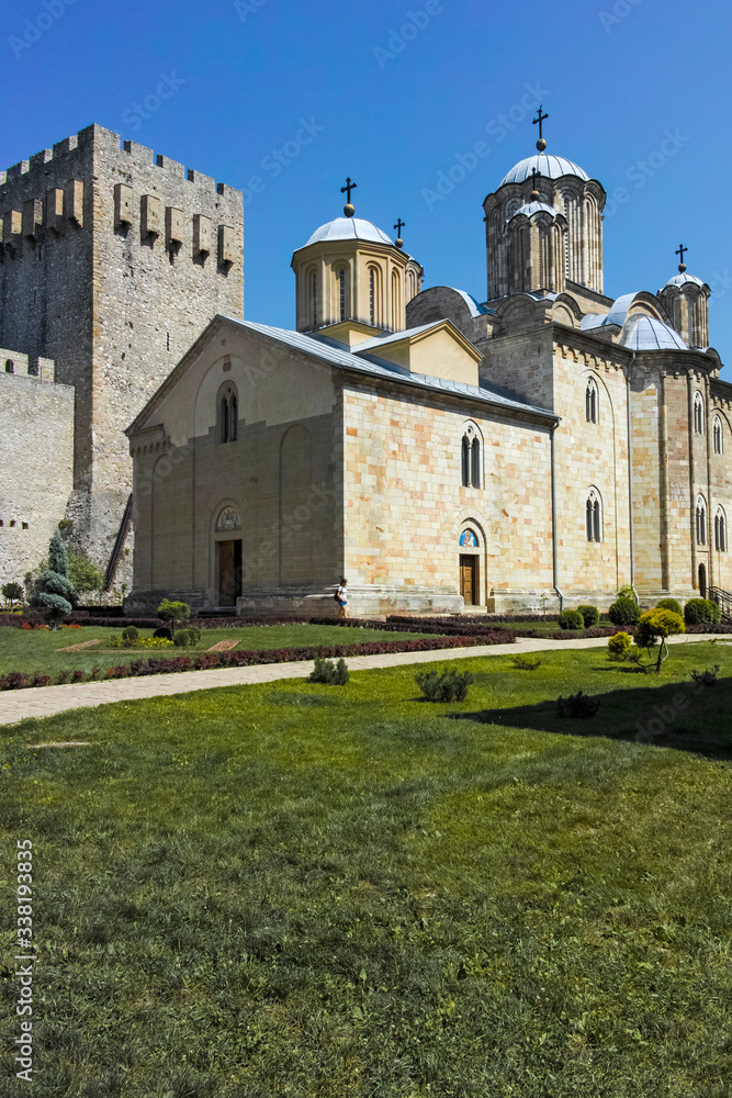 Medieval buildings at Manasija monastery, Serbia