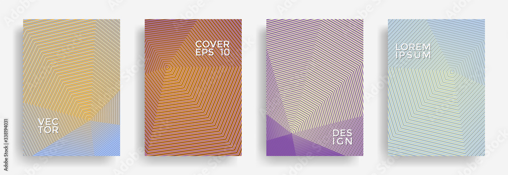 Hexagonal halftone pattern cover pages vector creative design.