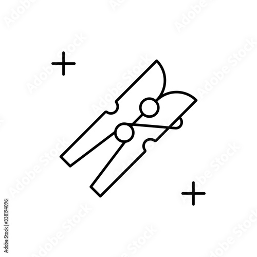 Clothes peg icon. Simple line, outline vector elements of housework for ui and ux, website or mobile application