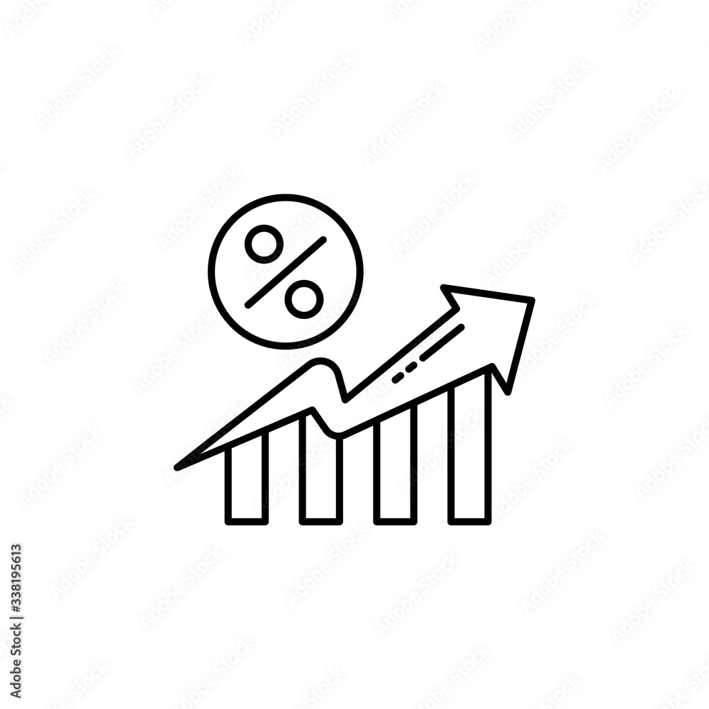 Percent, chart, arrow icon. Simple line, outline vector elements of loan and investment for ui and ux, website or mobile application Percent, chart, arrow icon. Simple line, outline vector elements of loan and investment for ui and ux, website or mobile application