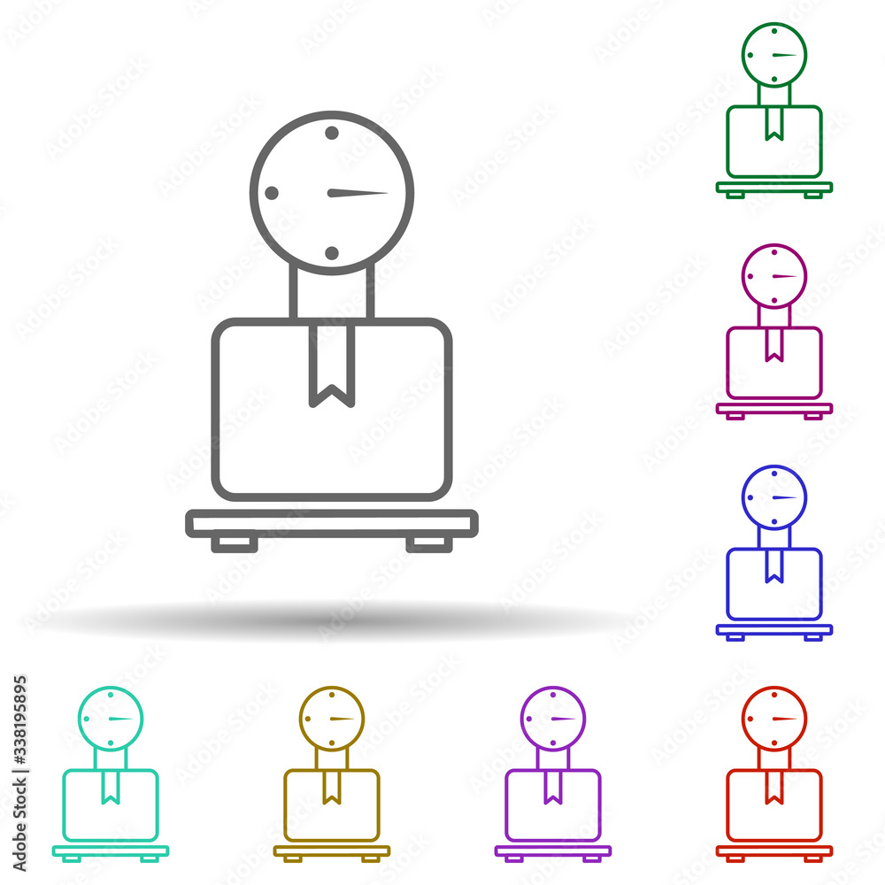 Scales box goods multi color icon. Simple thin line, outline vector of logistics icons for ui and ux, website or mobile application Scales box goods multi color icon. Simple thin line, outline vector of logistics icons for ui and ux, website or mobile application