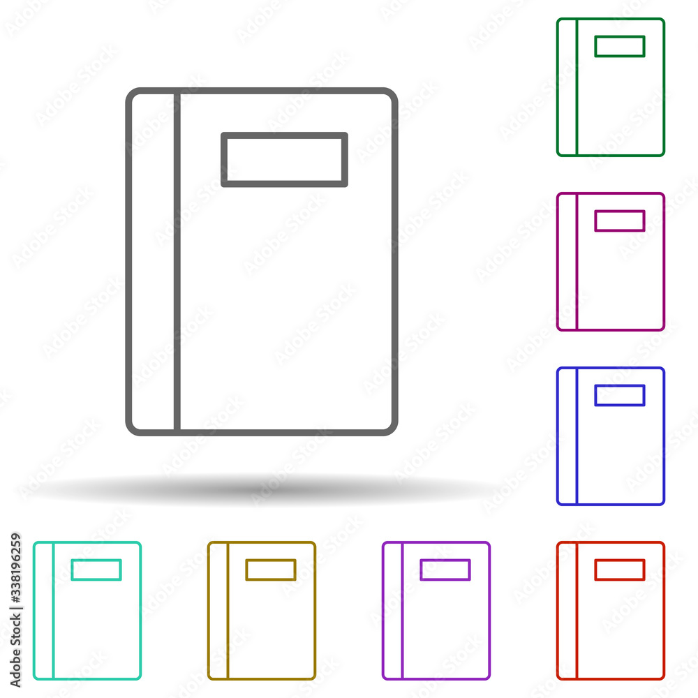 Notebook multi color icon. Simple thin line, outline vector of school icons for ui and ux, website or mobile application Notebook multi color icon. Simple thin line, outline vector of school icons for ui and ux, website or mobile application
