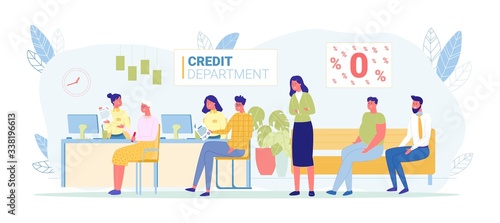 Bank Office Interior in Credit Department Vector.