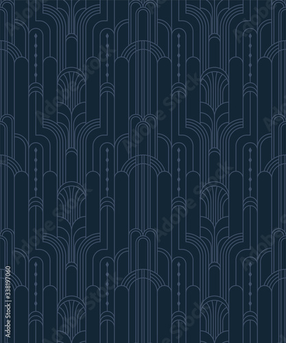 Dark blue art deco geometric seamless pattern