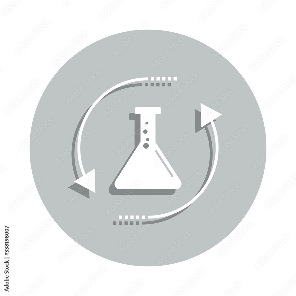 flask, arrow, circle badge icon. Simple glyph, flat vector of Business icons for ui and ux, website or mobile application