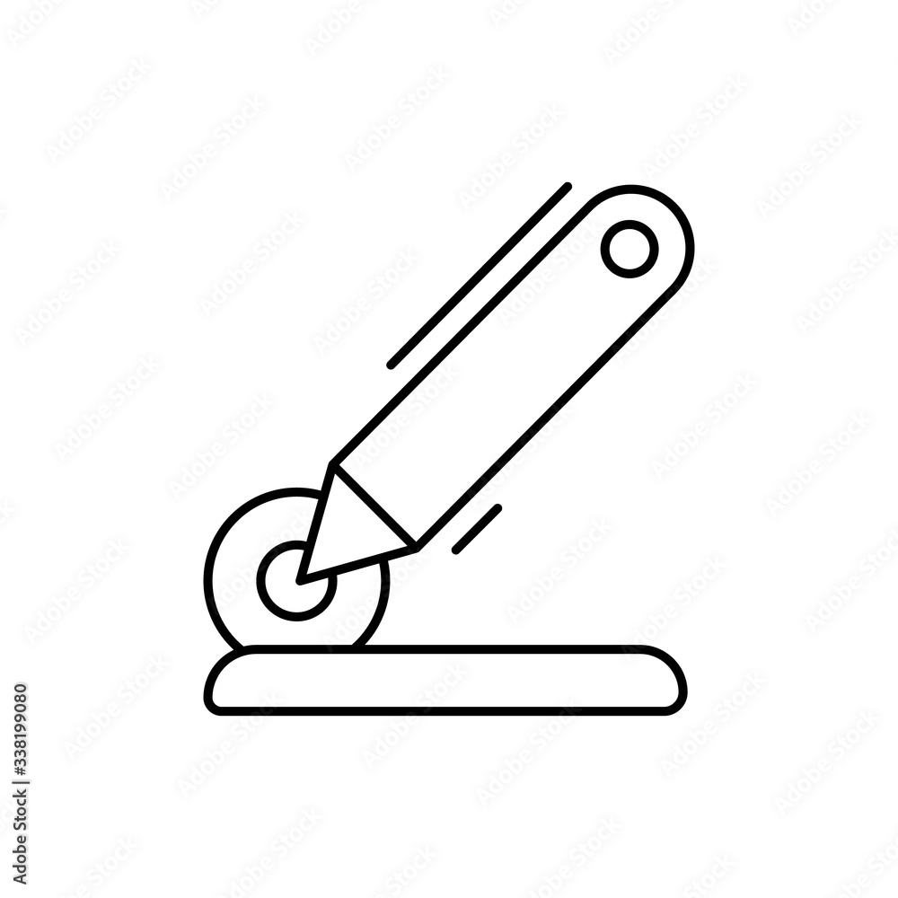 Pizza slicer icon. Simple line, outline vector elements of kitchen object for ui and ux, website or mobile application Pizza slicer icon. Simple line, outline vector elements of kitchen object for ui and ux, website or mobile application
