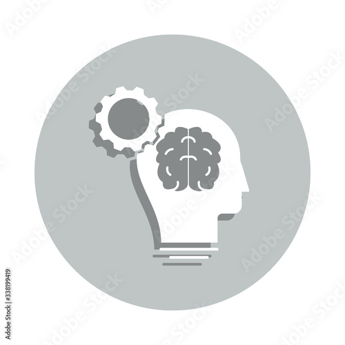 brain, gear, rational thinking badge icon. Simple glyph, flat vector of Business icons for ui and ux, website or mobile application