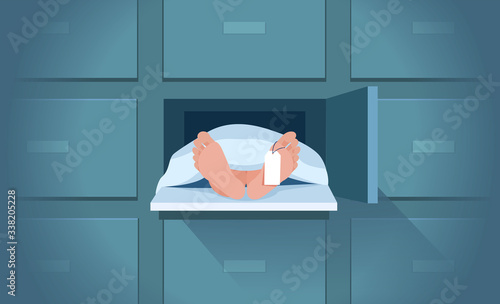 Vector of a dead man in the morgue