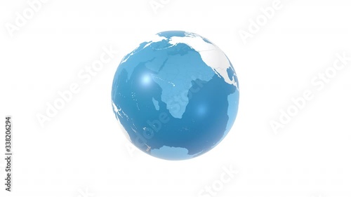 World Globe, Earth 3D with Borders, 4K Loop Animation