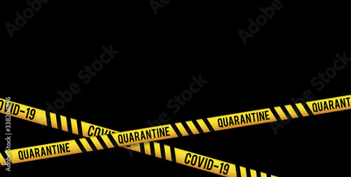 Wallpaper Mural Strips of quarantine, coronavirus tape border. Set of warning coronavirus stripes. Isolated on black background. Torontodigital.ca