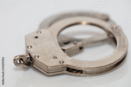 steel metal Handcuffs on white background isolate