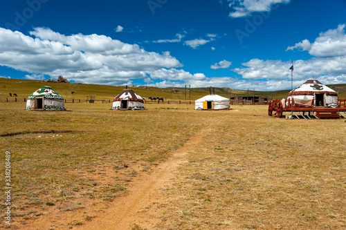 View of the Mongolia 13th century National Park built as a  whole village in the style of the 13th century. photo