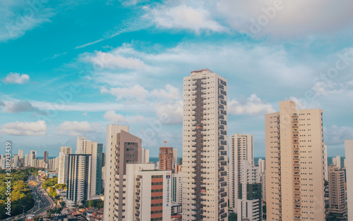 Panoramic View with Tall Buildings in Boa Viagem, Recife, Pernambuco, Brazil's Northeast