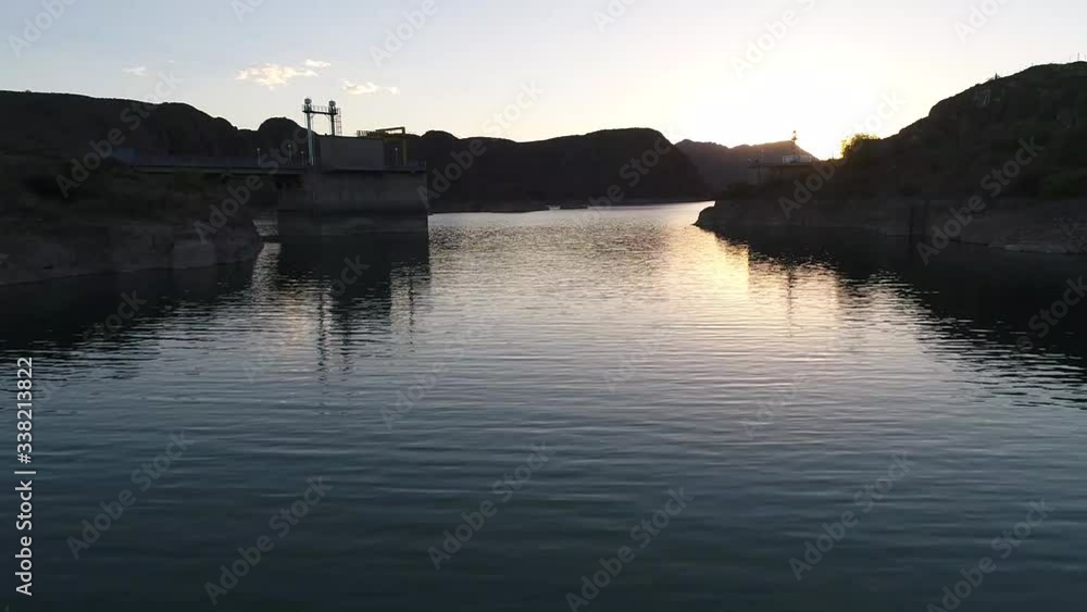 shot with drone over lake in sunset shot with drone over lake in sunset