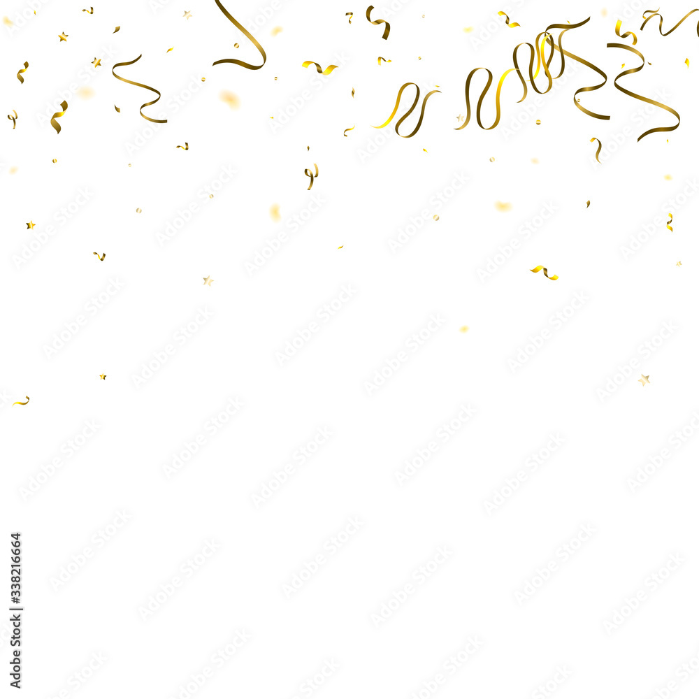 Obraz premium Holiday Serpentine. Gold Foil Streamers Ribbons.