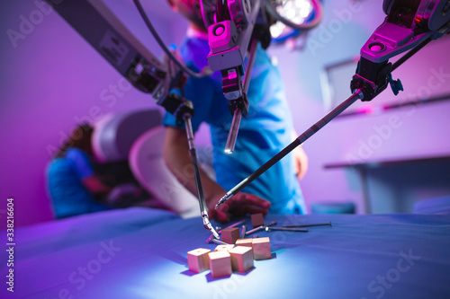 Принти на полотні Medical robotic surgical arm, surgeon medical robot davinci surgery technology machine