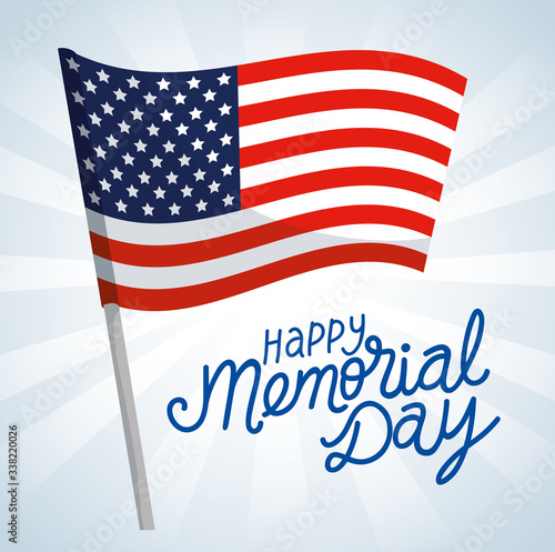 happy memorial day with flag usa of decoration design