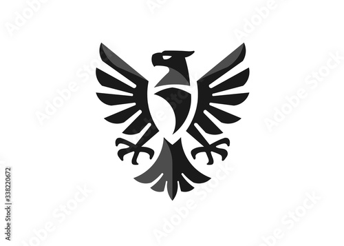 heraldic eagle symbol or falcon bird isolated emblem. Royal imperial of Gothic predatory griffin badge, Military heraldry sign