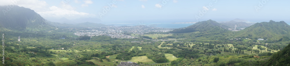 Panoramic Landscape Hawaii Oahu Island Summer Daytime