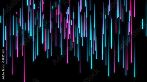 Straight neon lines trendy background. Retro illustration of glowing stripes.
