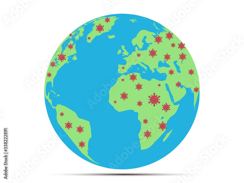 The concept of virus invading the earth or virus infecting the world, epidemic globalization