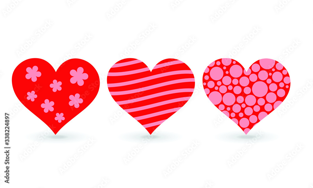 Collection of heart illustrations, Love symbol icon set,Valentine’s Day, vector.
