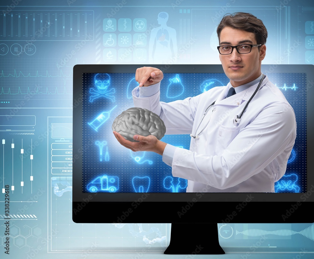 Obraz premium Telehealth concept with doctor doing remote check-up