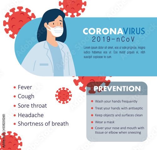 symptoms and prevention of coronavirus 2019 ncov vector illustration design