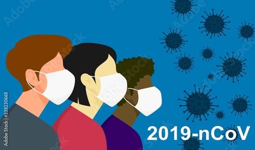 Coronavirus in China. Novel coronavirus (2019-nCoV) man and woman in white medical face mask. Concept of coronavirus quarantine. vector illustration