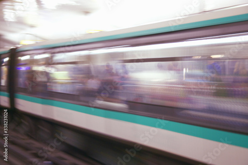 Moving Metro Train, Paris, France