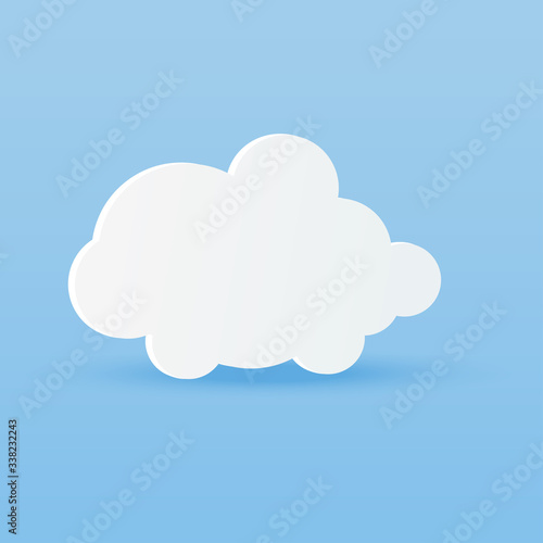 Paper art with cloud on blue sky. Copy space. Speech Bubble. white blank hanging. © Zenzeta