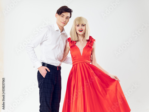 young couple in red dress