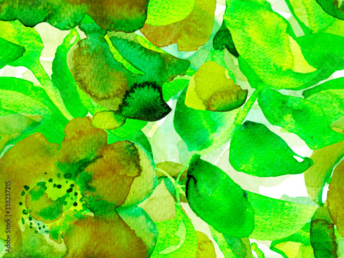 Watercolor leaves Seamless Pattern.