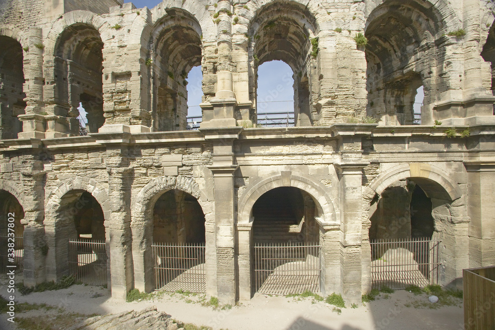 Exterior of the Arena of Arles, from ancient Roman times, can hold 24,000 spectators, Arles, France