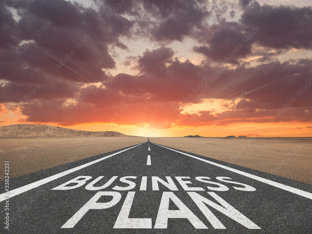 Business Plan text on highway success concept