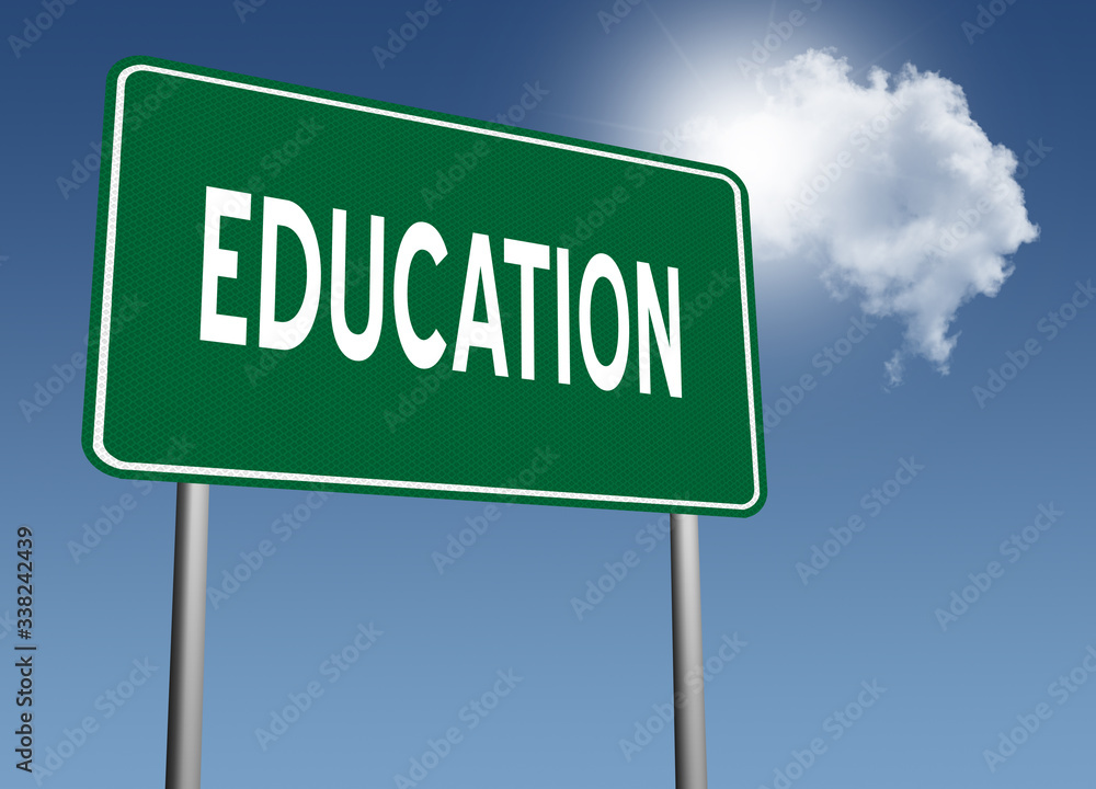 Education sign for knowledge through study. Education sign for knowledge through study.