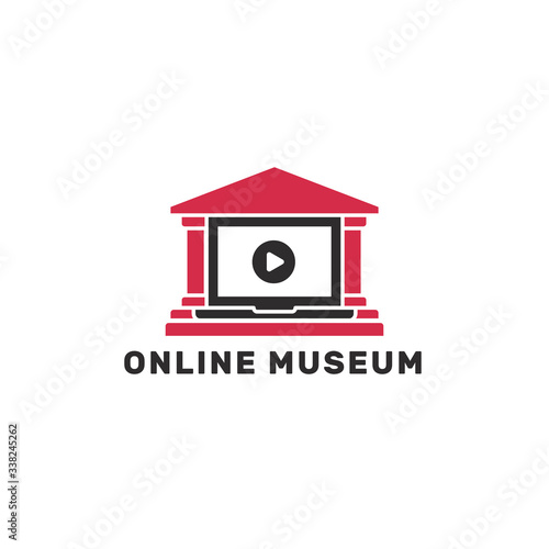 Online museum logotype template. Virtual Museum and Art Gallery Tours. Vector concept.